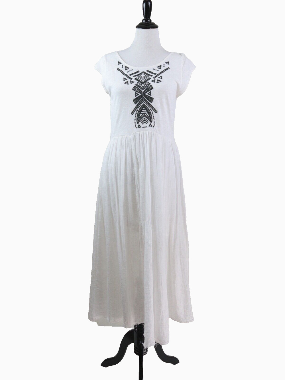 Free People Size M Toosaloosa Slub Meadows Midi Dress White